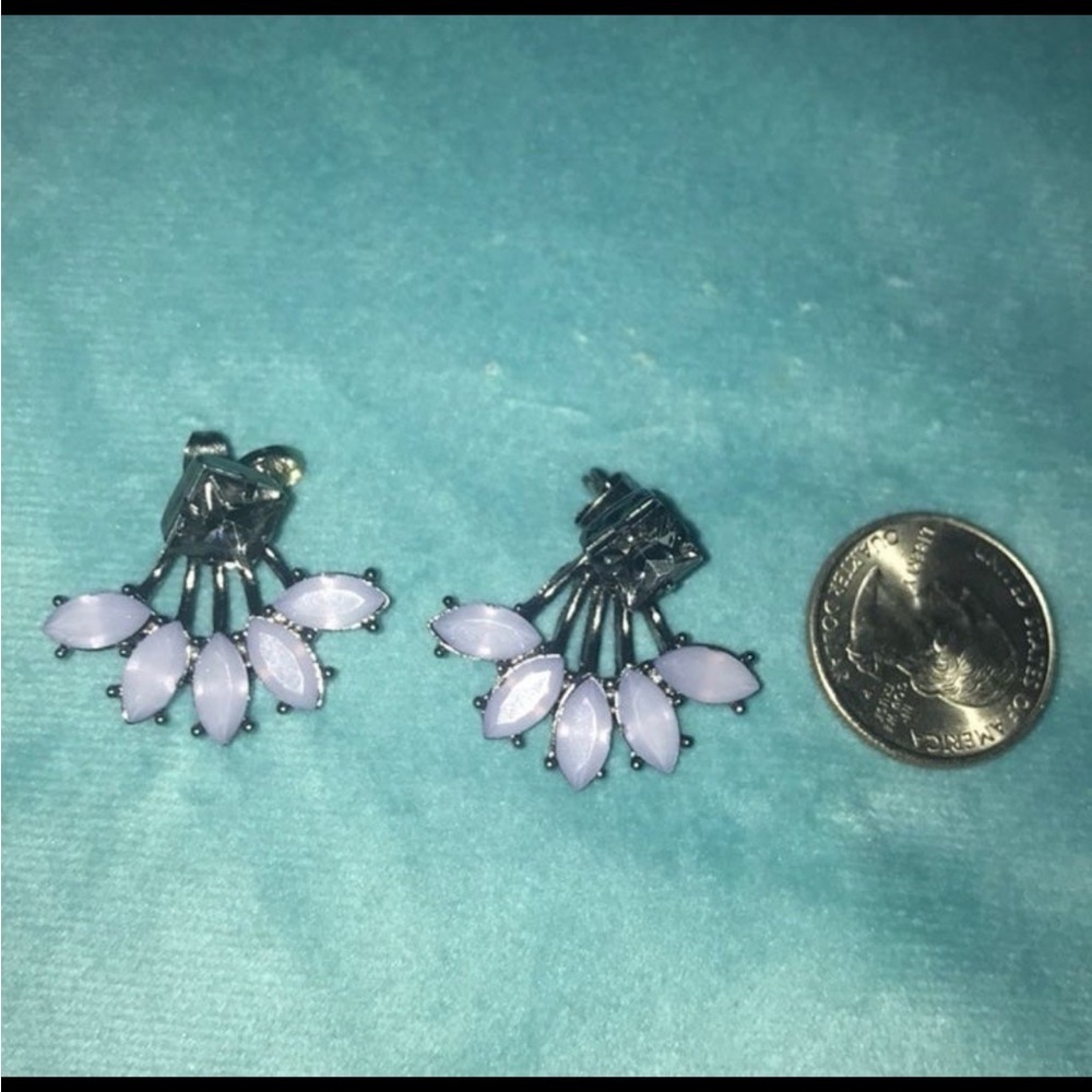 Lilac Cluster Stud Earrings Rhinestone Statement Jewelry